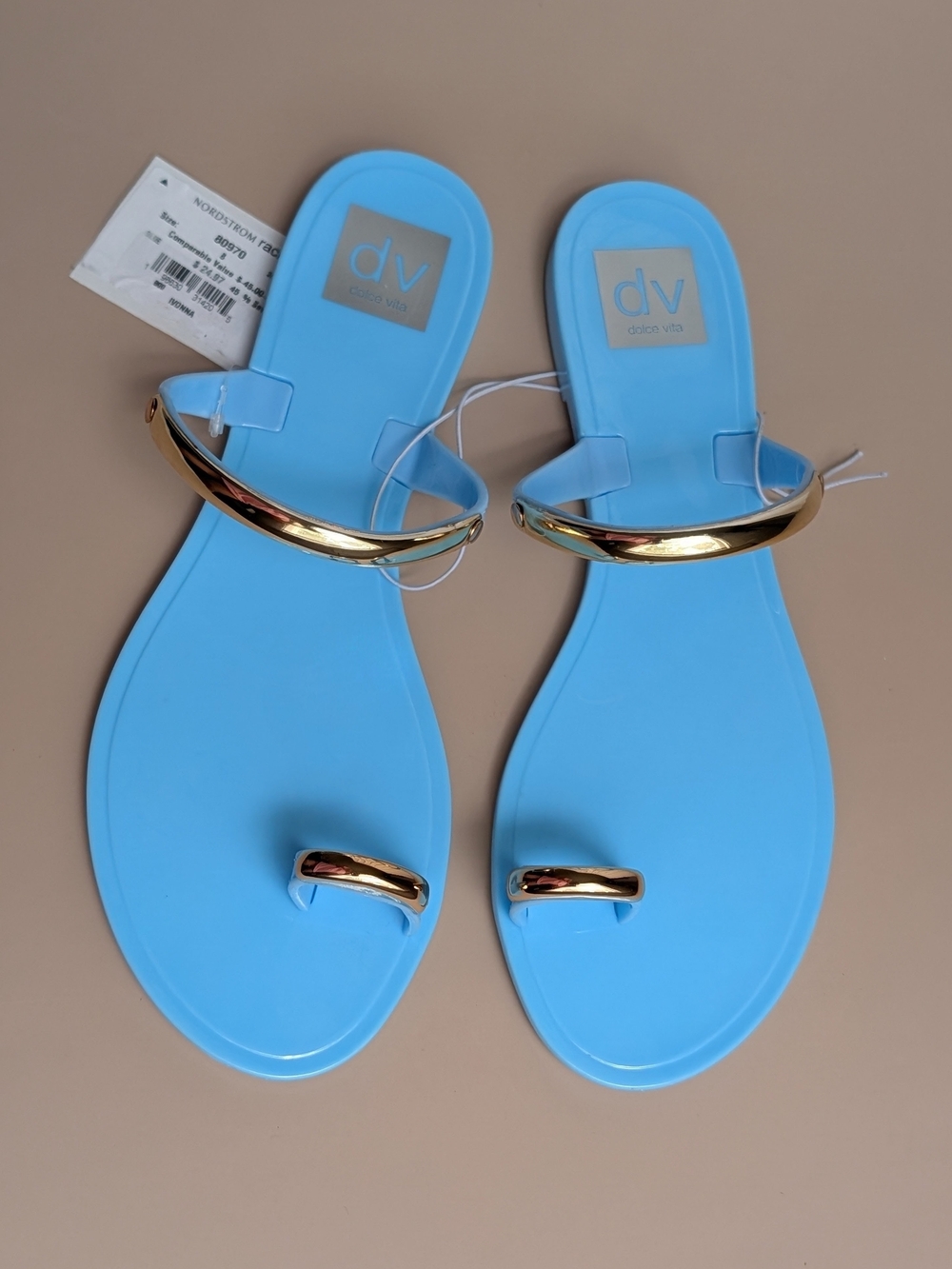 NWT Dolce Vita Blue & Gold Toe-Ring Jelly Sandals Size 8